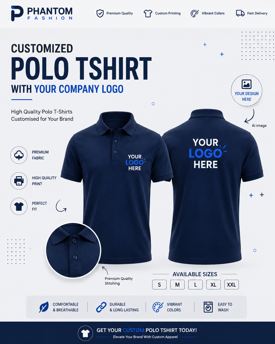 Customized Cotton Polo T-Shirt With Your Company Logo 